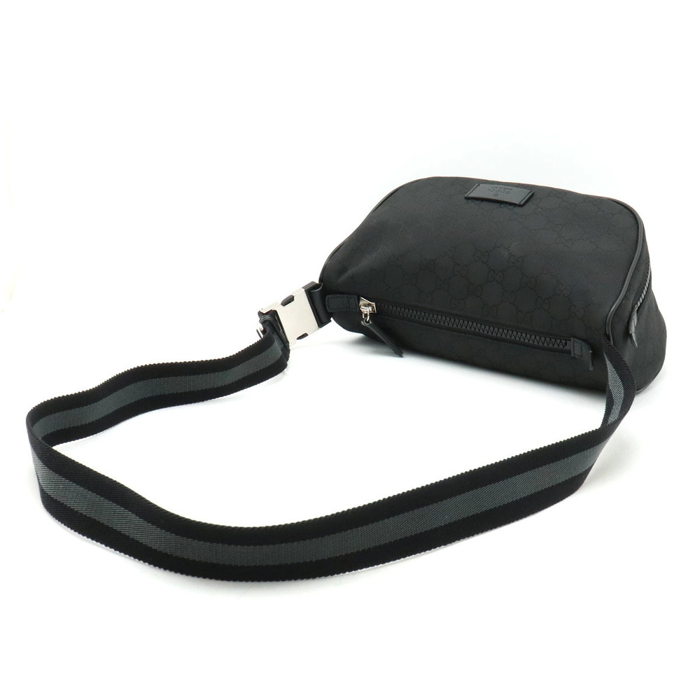 Gucci Leather Hip Waist Body Shoulder GG Black Bag Black